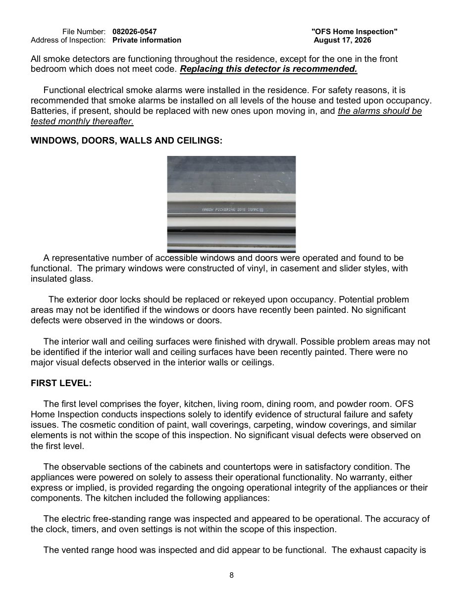 Sample inspection report — page 8 of 14